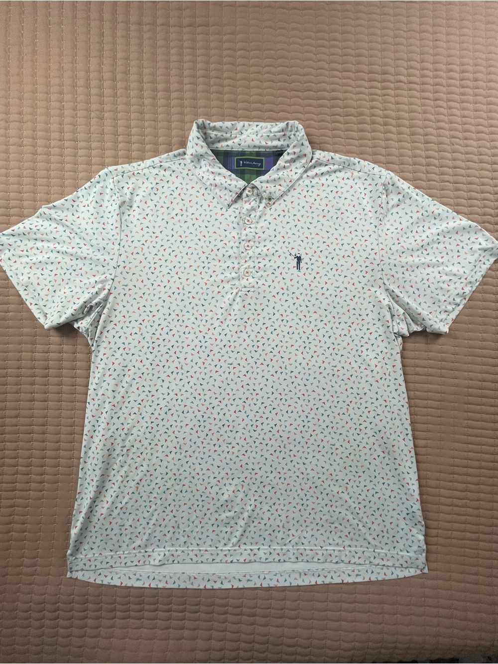 William Murray Golf Light Blue Flag Print  Polo XL
